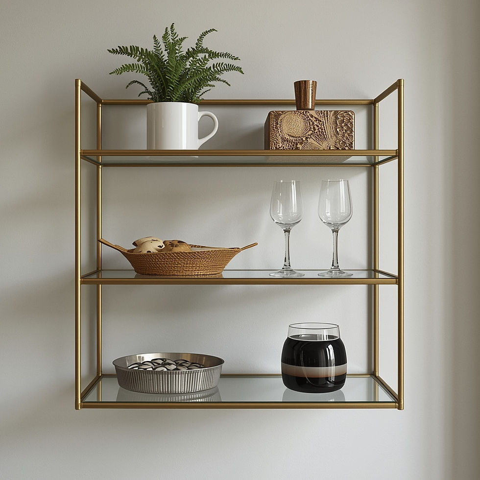 Minimalist Brass Wall Shelving Unit