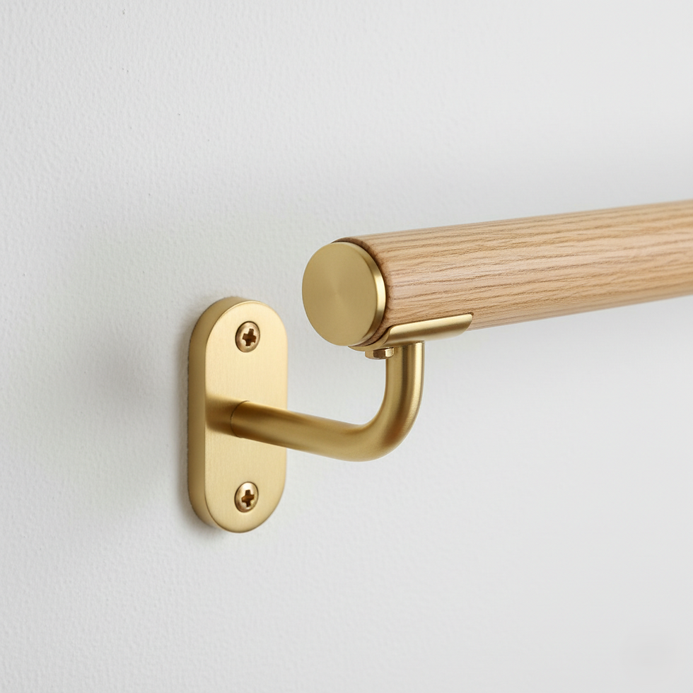 Minimalist Brass Handrail Support Bracket