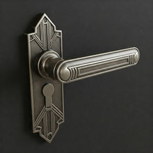 Burnished Silver Finish Front Door Lever on Long Plate Handle Set By Craftacks