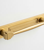 Entry Way Front Door Pull Handle British Art Deco Pattern Aged Brass By Craftacks