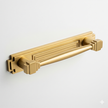 A Beautiful Entry Way Front Door Pull Handle British Art Deco Pattern Aged Brass