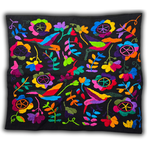 Funda de Cojín colibrís en flores Alebrijes Artesanías