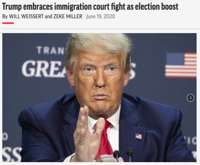 Trump embraces immigration court fight as election boost