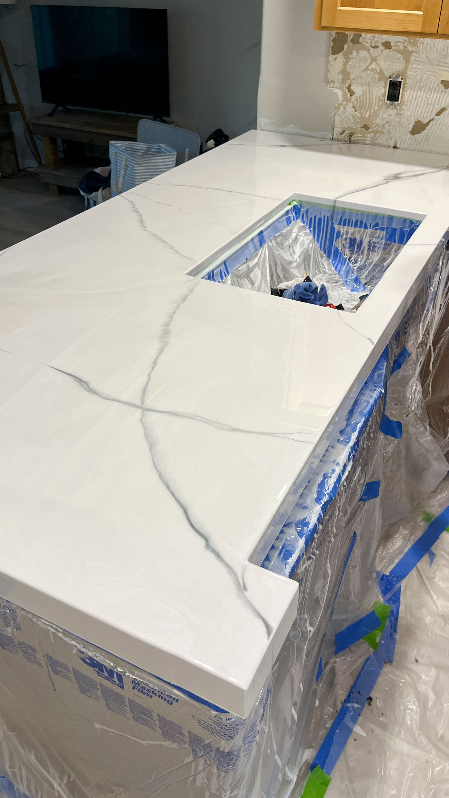 Epoxy counters poured in place.