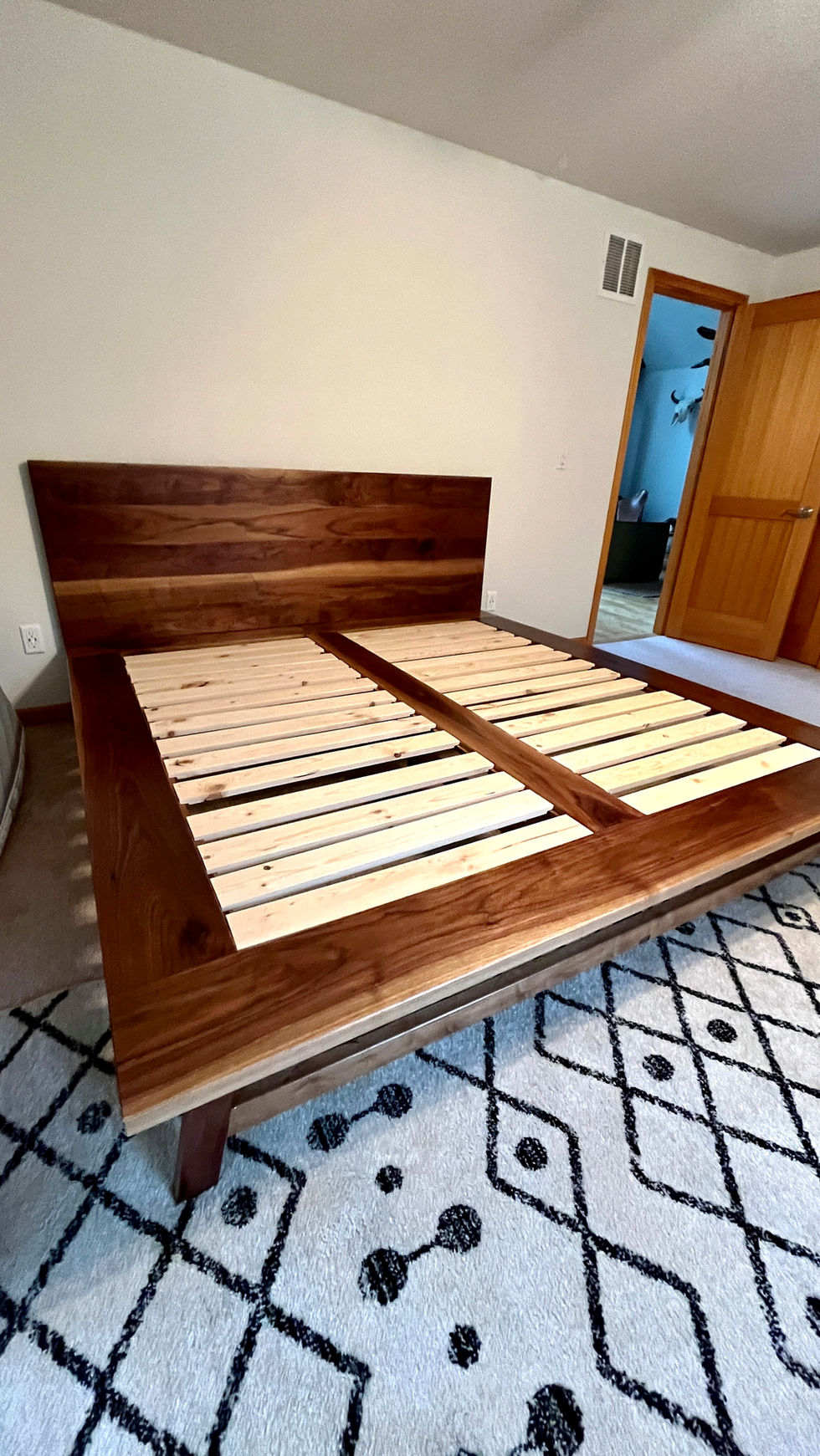 Custom walnut bed frame