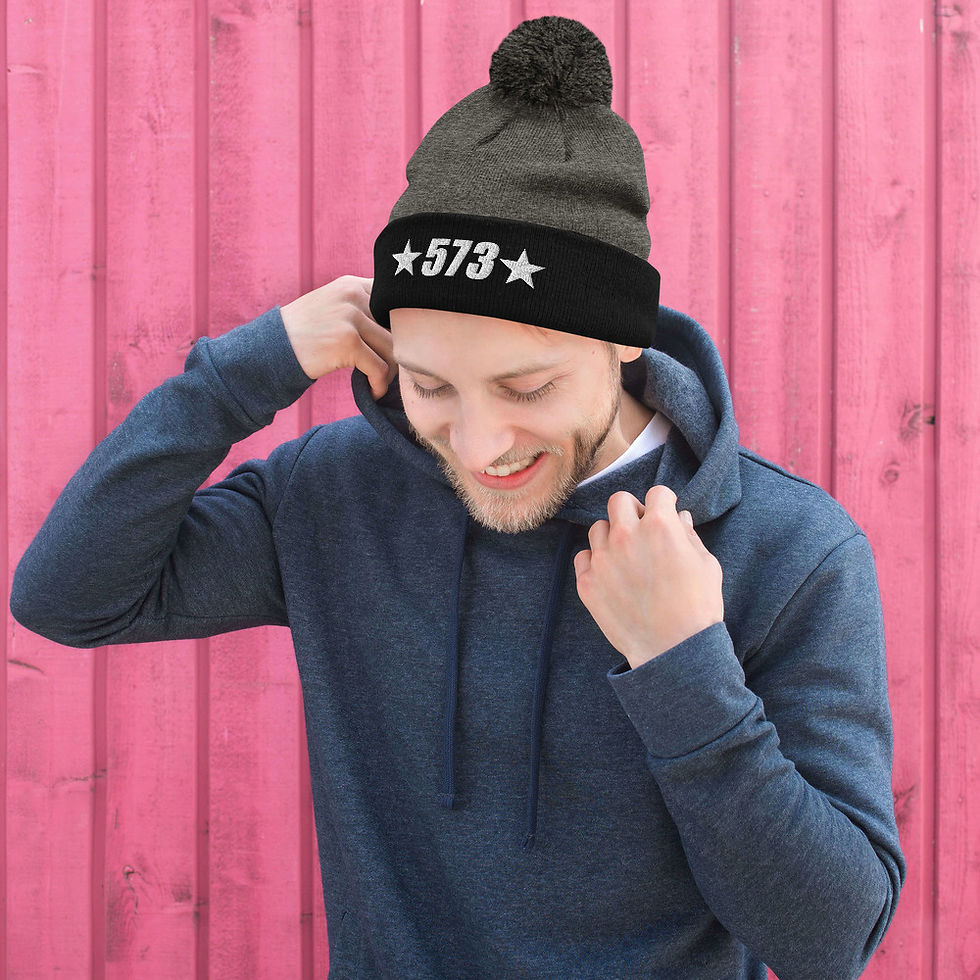 Thumbnail: Pom-Pom Beanie - Embroidered