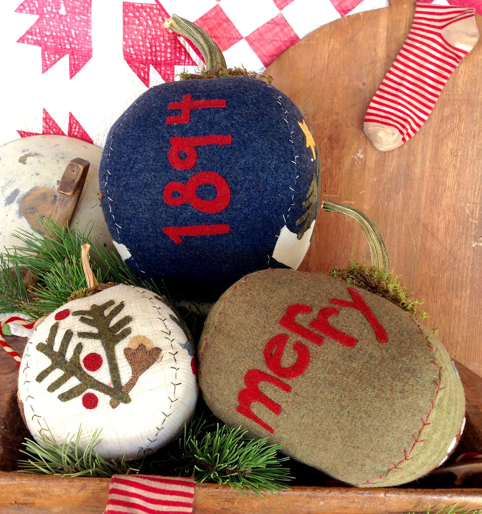 Thumbnail: #262 "Yuletide Pumpkins" Wool Applique