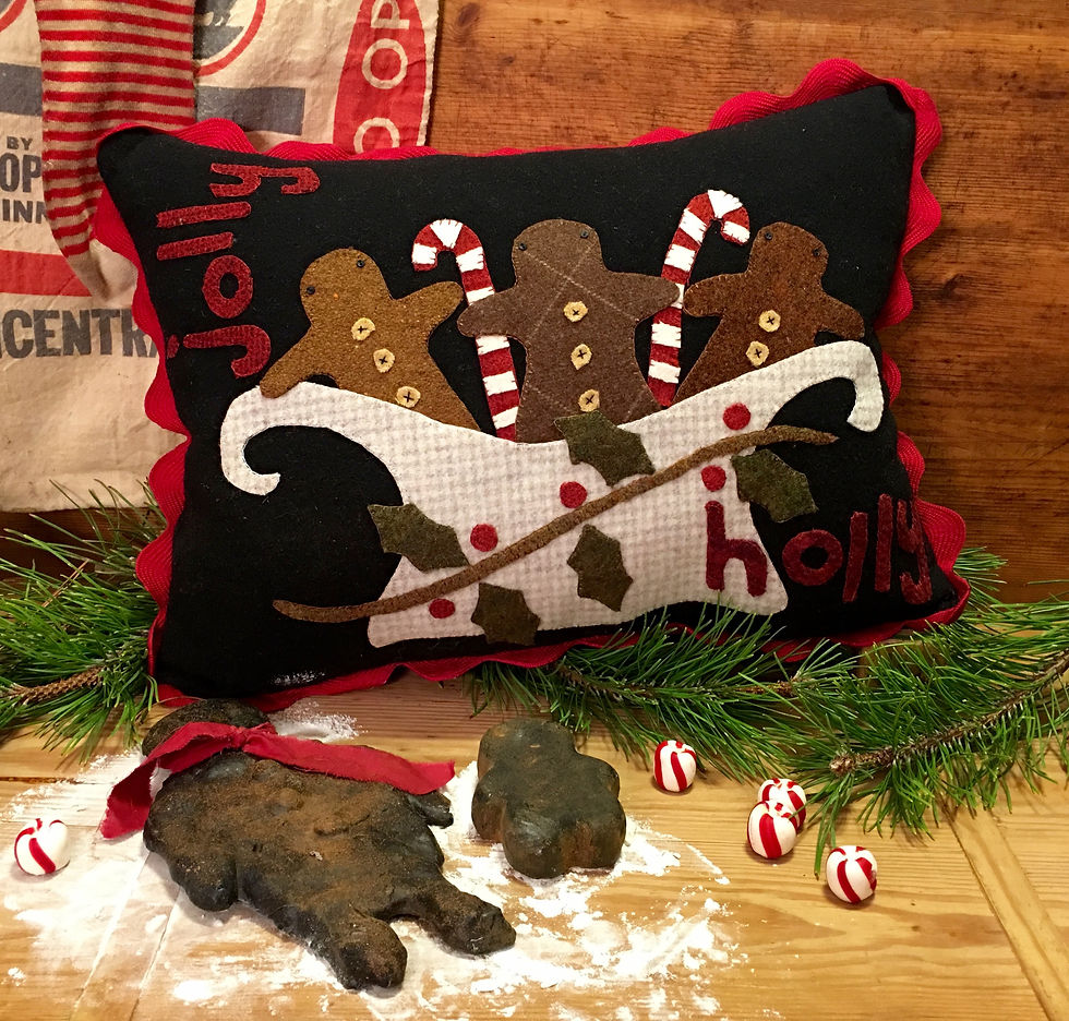 #304 "Jolly Holly" Wool Applique Pillow