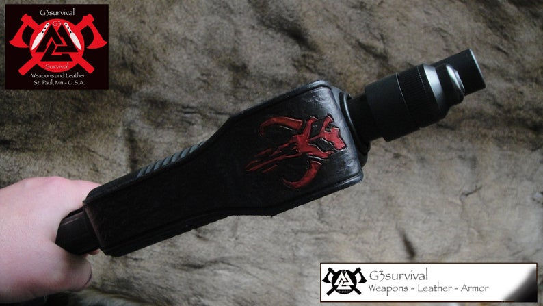 Thumbnail: mythosaur 590/870 shockwave leather hand strap G3survival Mossberg Shockwavetechnologies shockwave handle raptor grip g3survi