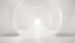 Modern white circular minimalist tunnel with bright light at the end
