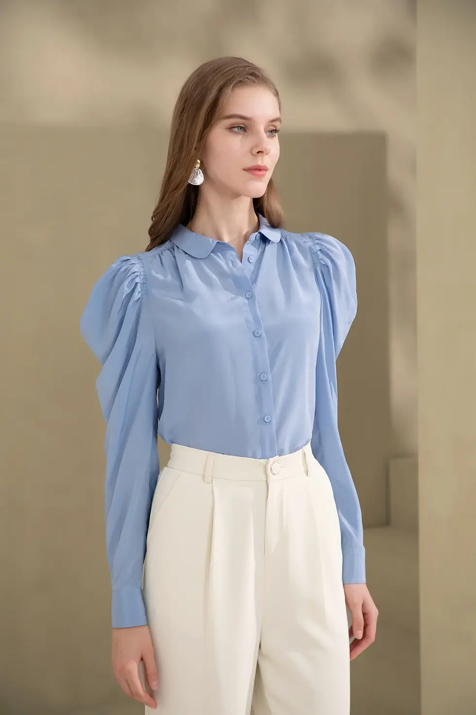 Parisian blue silk blouse 