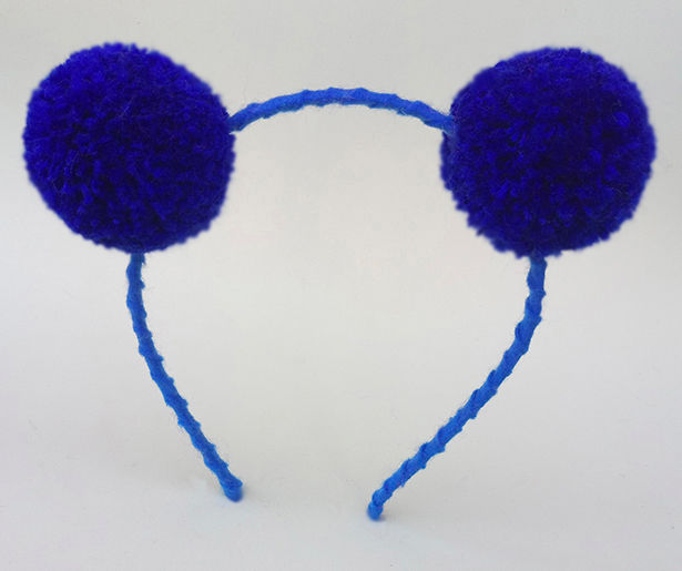 Tiara Pompom Azul Royal