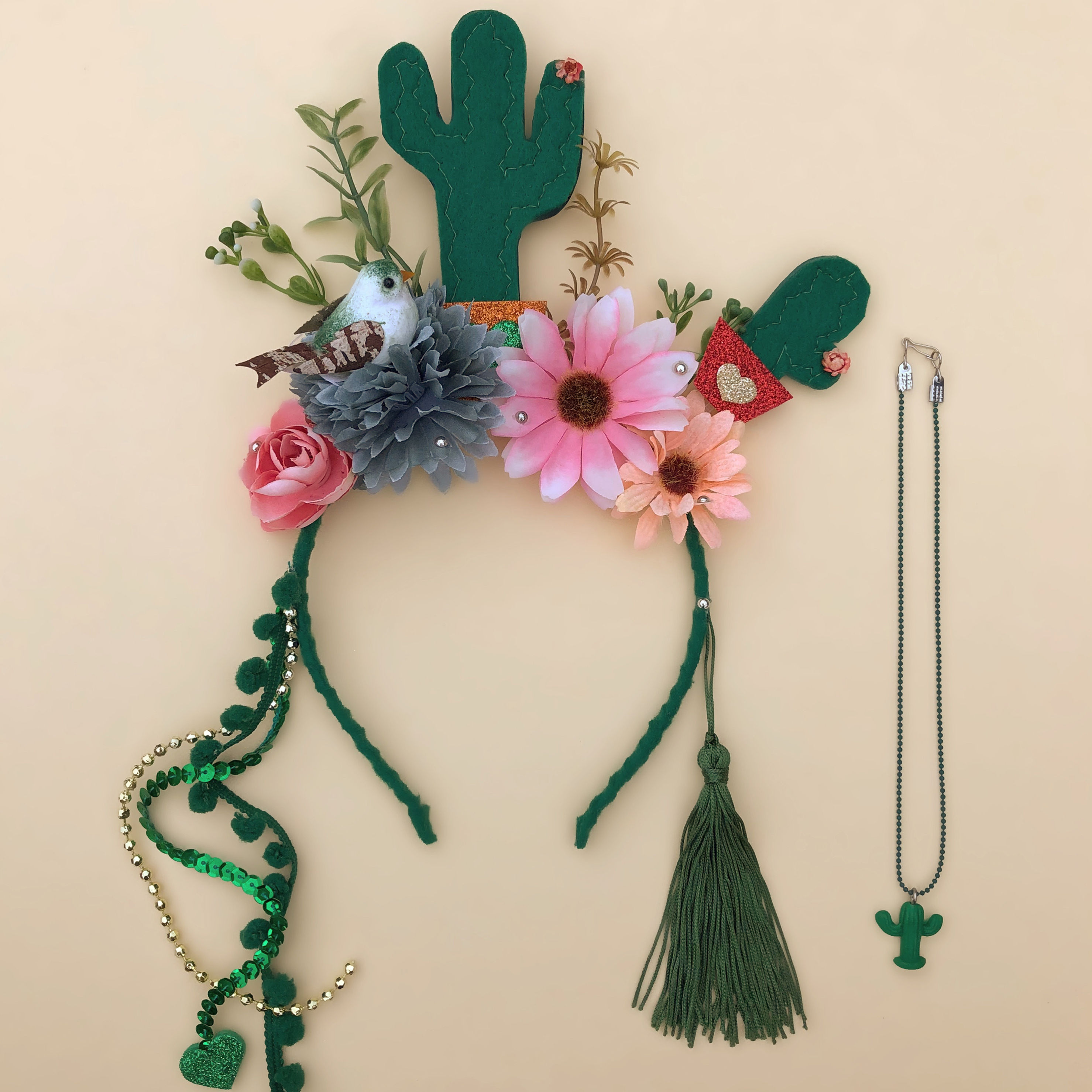 Tiara Cacto Encantado acessórios para meninas enfeite de cabelo enfeite de cabeça acessório de cabeça arco carnaval fantasia