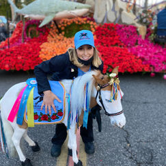 Mini Therapy Horses volunteer Danielle with horse Bindi.