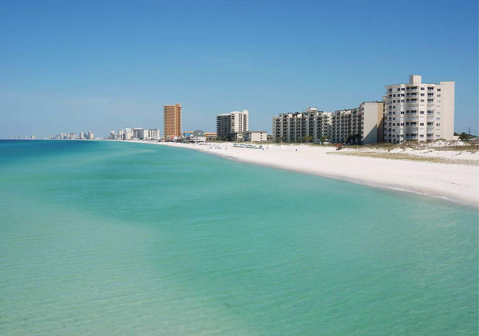 View of Beach Coastline with High Rise Buildings