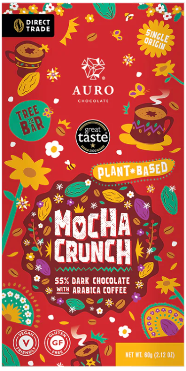 Auro Mocha Crunch with Plant-Based 55% Dark Chocolate 60G