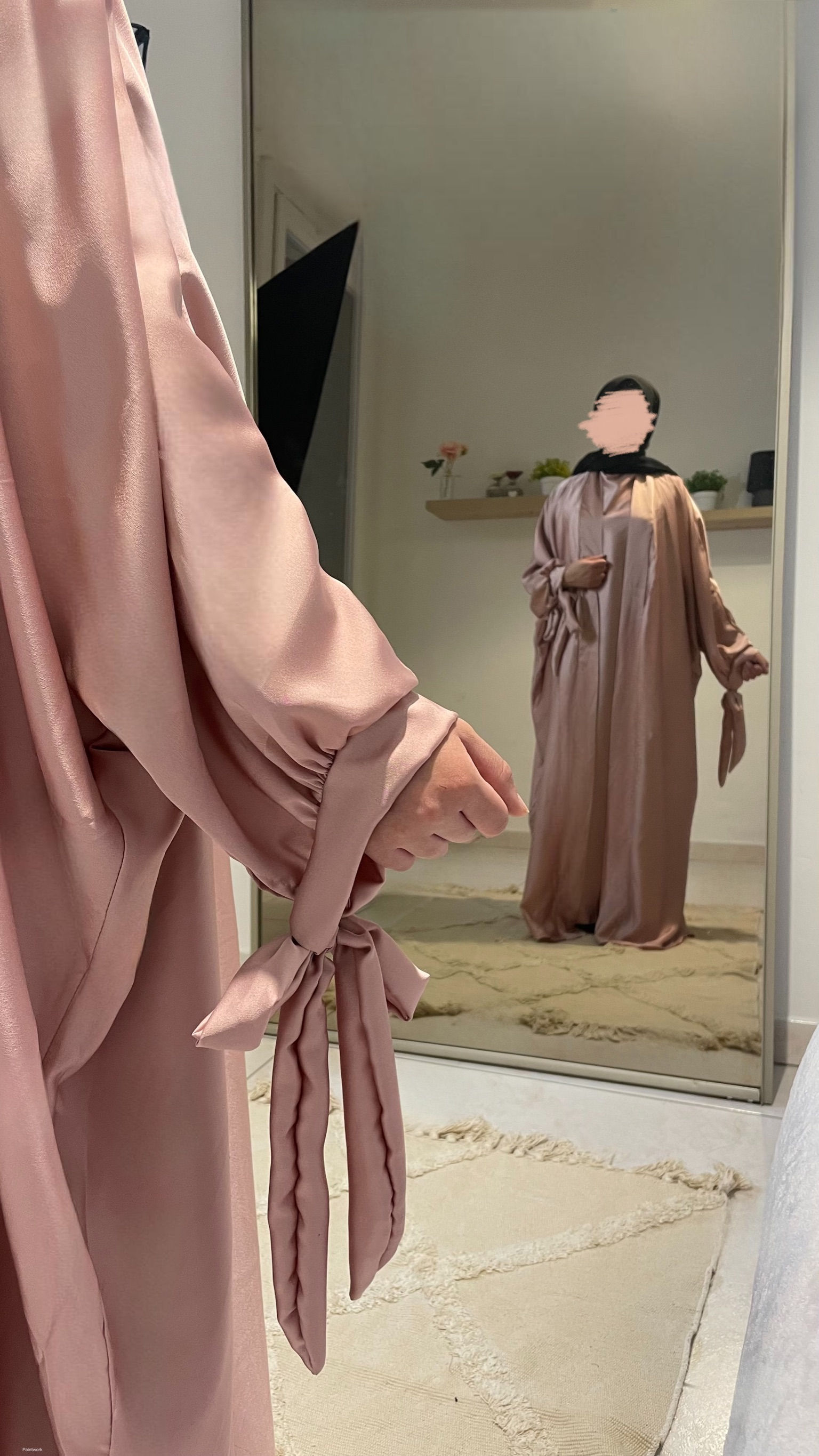 Ensemble Kimono + Abaya Satinée Rose Pâle