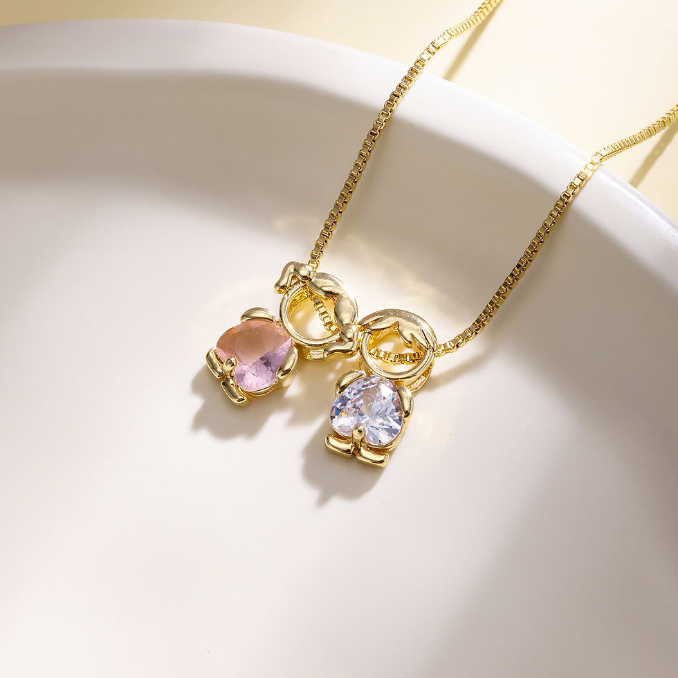 Thumbnail: "Blossom Charm" Gold-Plated Gemstone Pendant Necklace