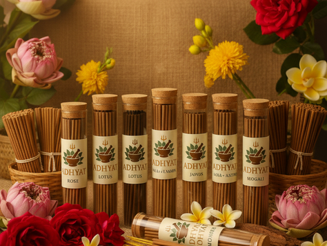 Sacred Indian agarbatti incense crafted from natural botanicals, used for meditation, spiritual rituals, and mindful living.