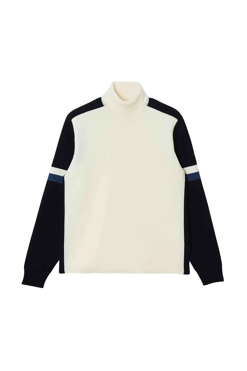 Miniature : Pull col roulé Ski pure laine mérinos 222139H écru empiècements marine