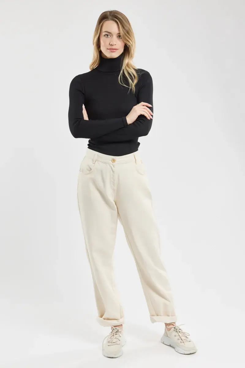 Miniature : T-shirt manches longues 79059 laine et soie Noir