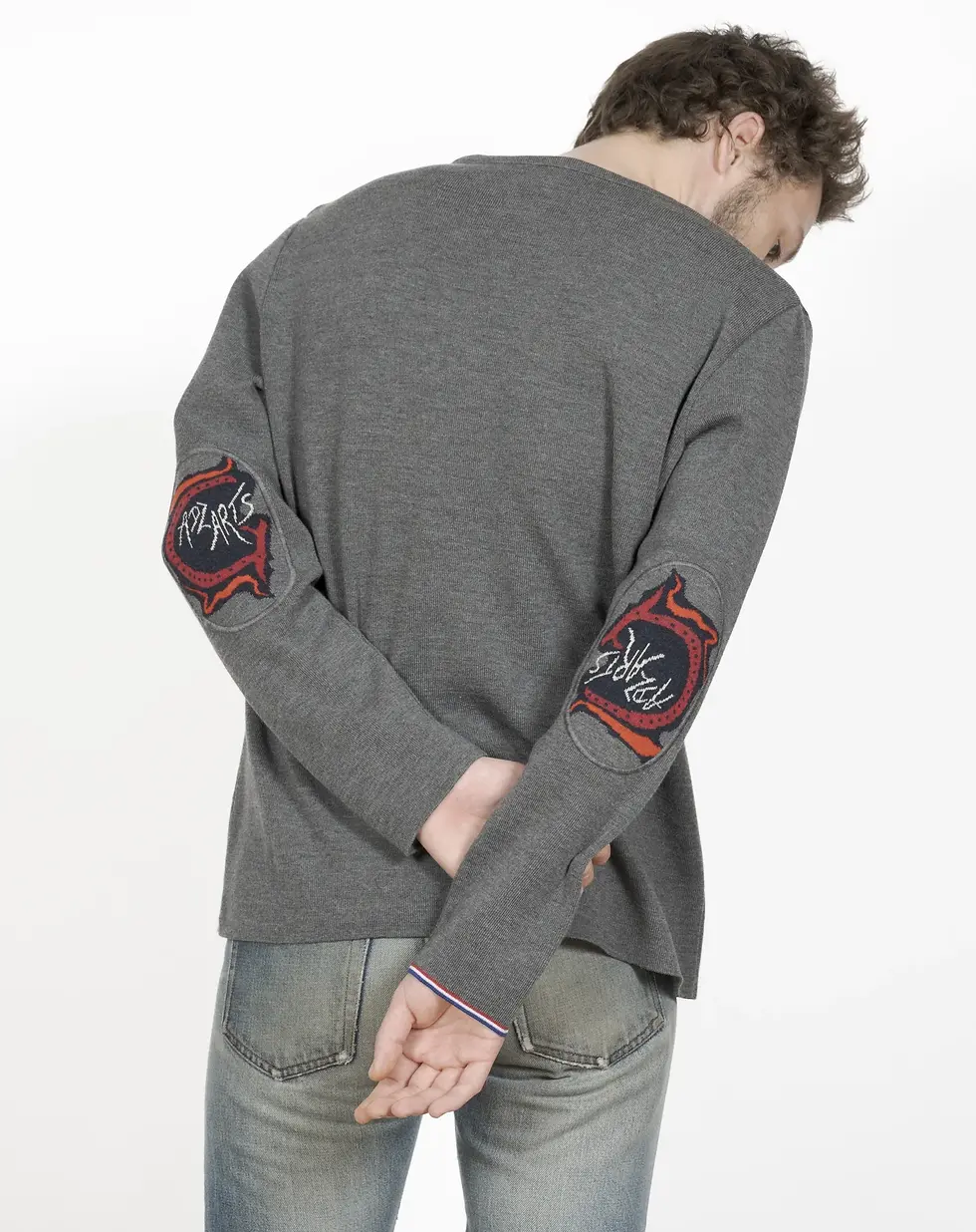 Miniature : Pull col V pure laine mérinos Gadzarts gris foncé
