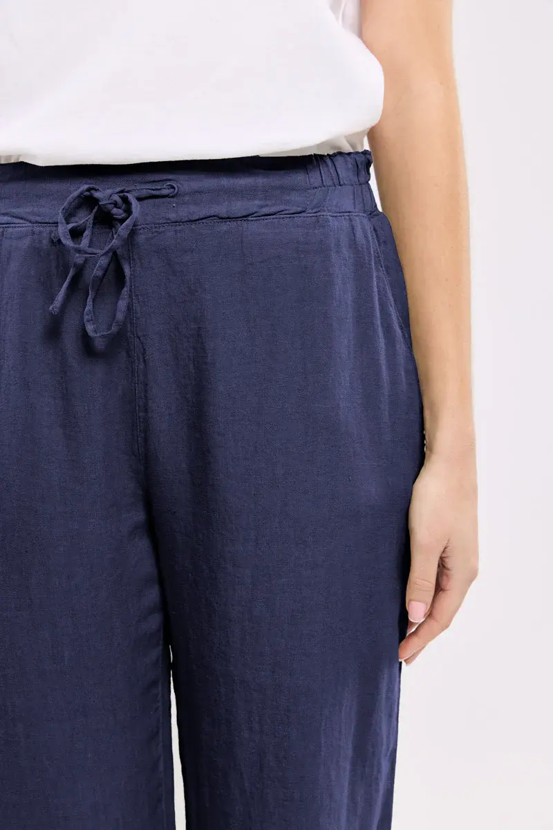 Miniature : Pantalon 78296 taille élastiquée 100% lin seal