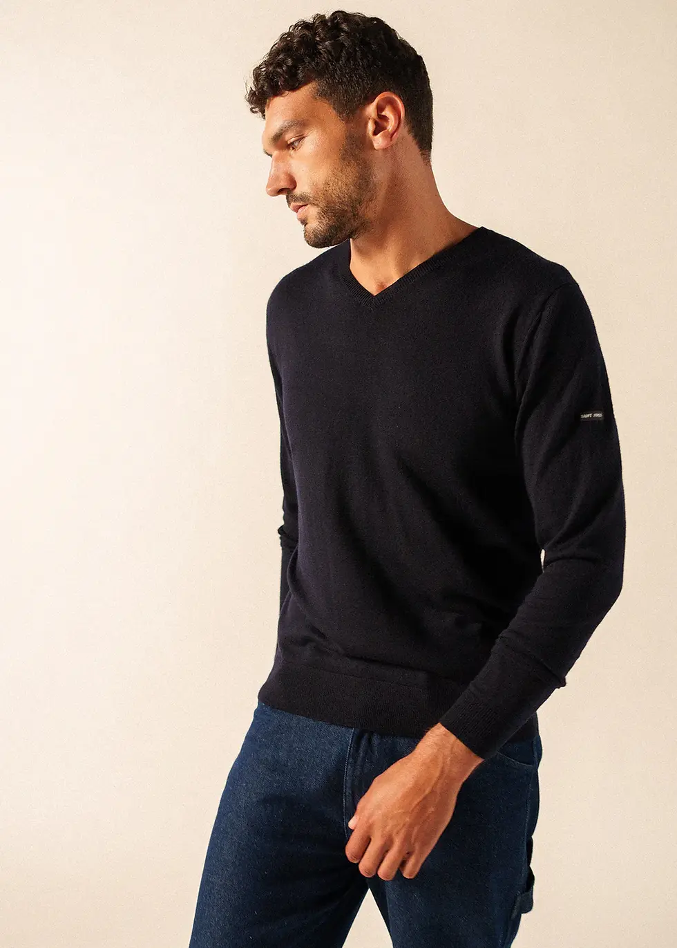 Miniature : Pull col V Trieste pure laine Navy