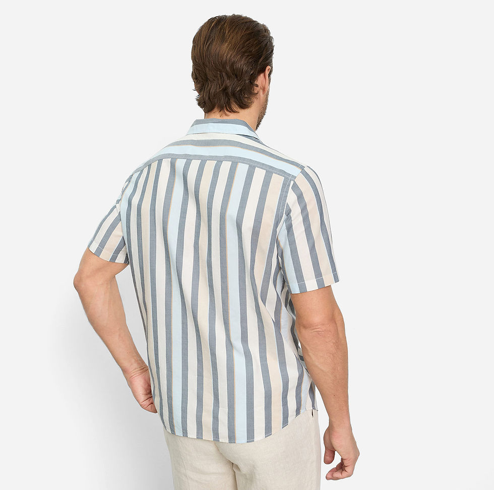 Miniature : Chemise manches courtes Casual regular fit 4144 72 18 col plat rayures pastel