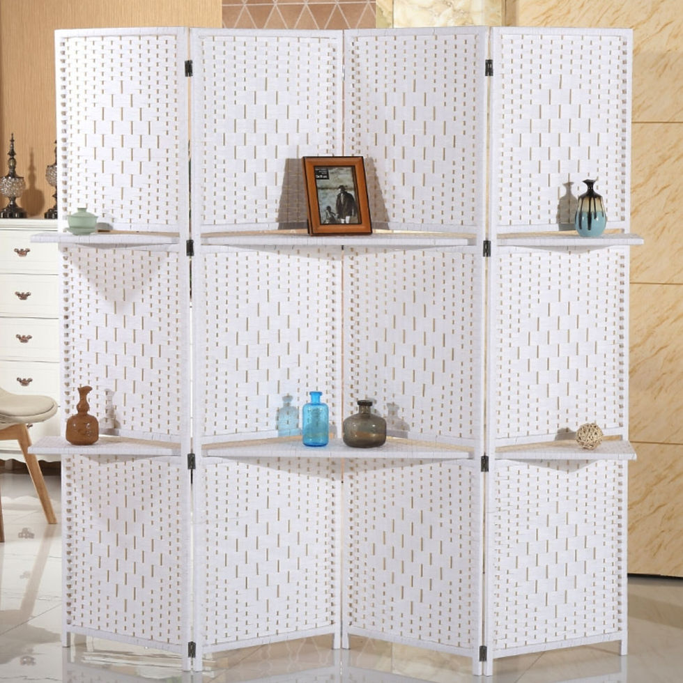 縮圖：藤編實用屏風置連物架 | Partition with Storage Board