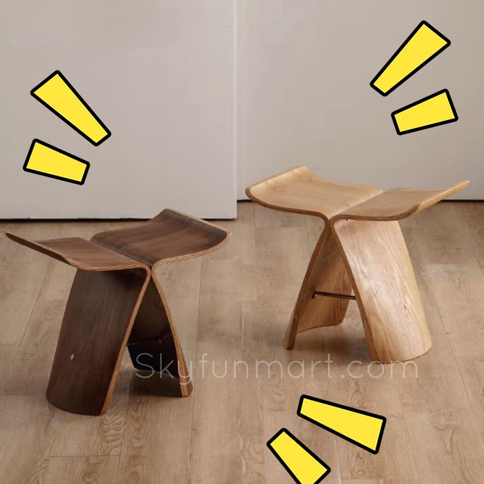 設計款蝴蝶型整裝實木茶几櫈 | Creative Butterfly Solid Wood Stool & Coffee Table All in One