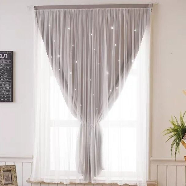 縮圖：溫馨卧室雙層窗簾布連窗紗, 遮光隔熱窗簾布 | Romantic Room Double Layer Curtain w/Screening