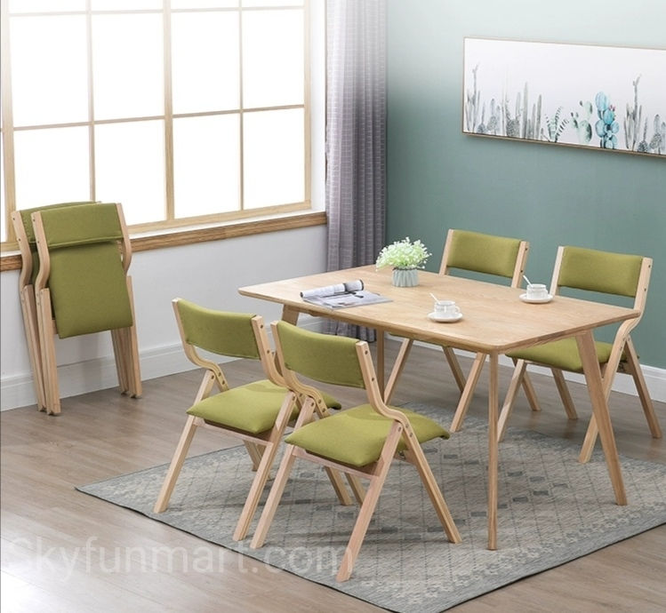 Thumbnail: 實木曲切接叠收納椅/ Foldable washable curve cut art solid wood chair