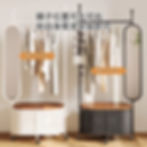移動落地衣帽架連旋轉鏡, 衣帽架 | Mobility Coat Rack, Clothes Tree w/ Shelving +Swivel