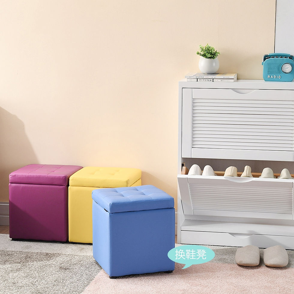 Thumbnail: 仿皮方格儲物櫈/ PU Leather cube stool with storage functions