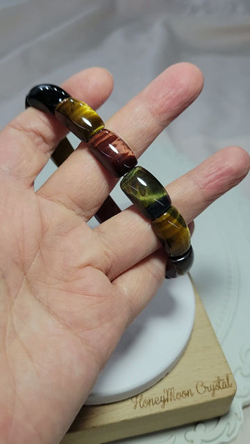蜜玥手作彩虎眼石手排 | HoneyMoon Crystal Colorful Tiger's Eye Stones Hand Pendant