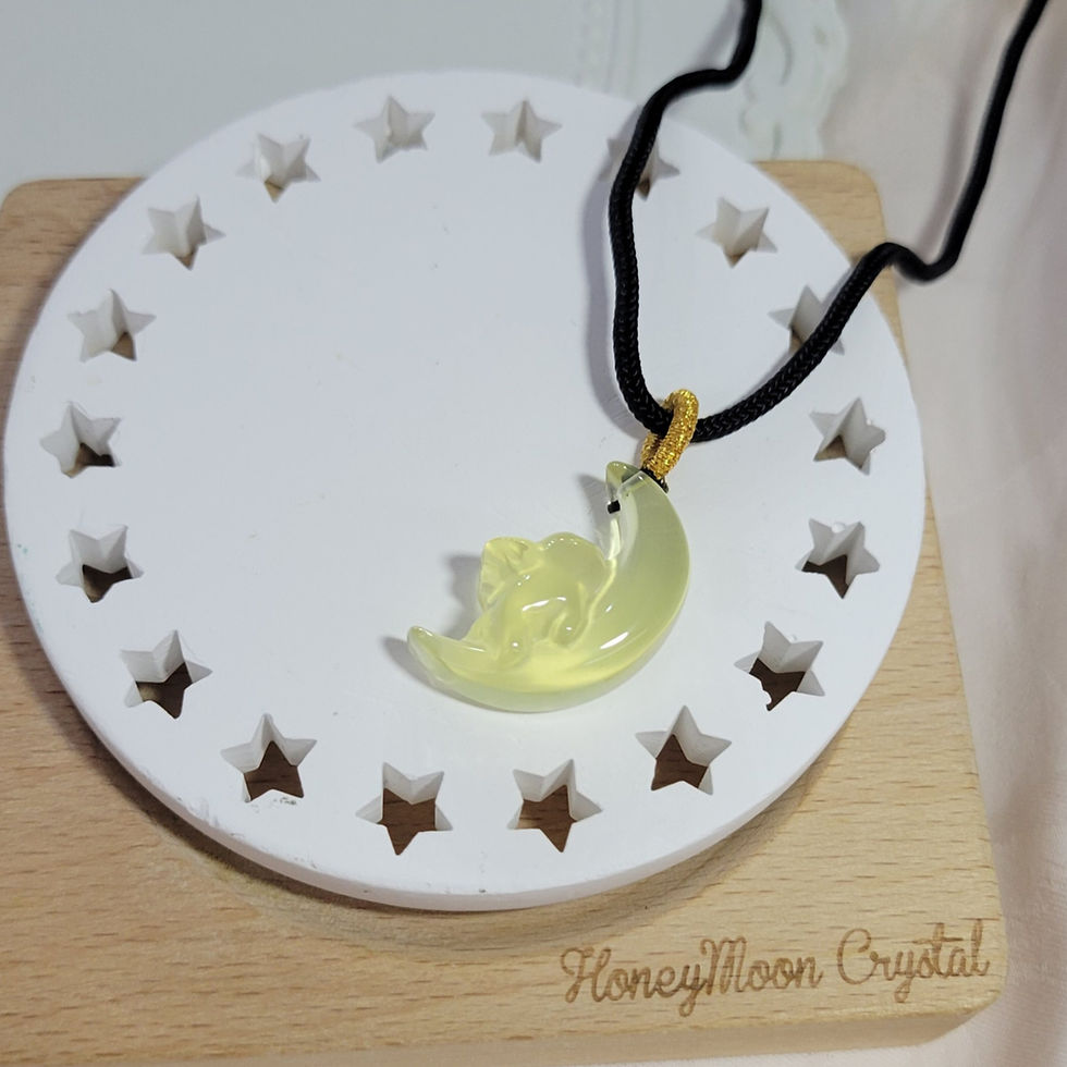 蜜玥手作檸檬晶月亮兔頸繩, 水晶吊墜, 吊咀 | HoneyMoon Crystal Lemon Crystal Moon Rabbit Neck Rope, Crystal Pendant Necklace