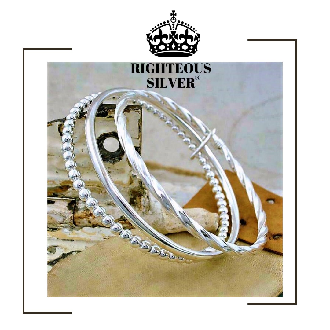 Adoré Tri-silver Bangles