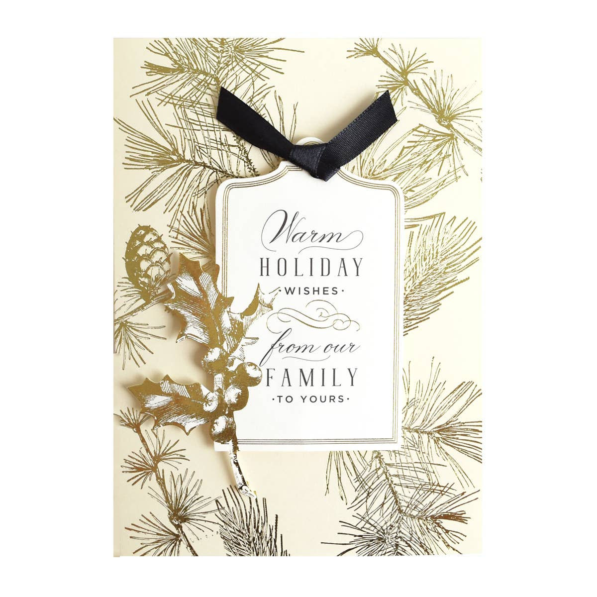 Gold Pine Cones Boxed Holiday Cards 10CT