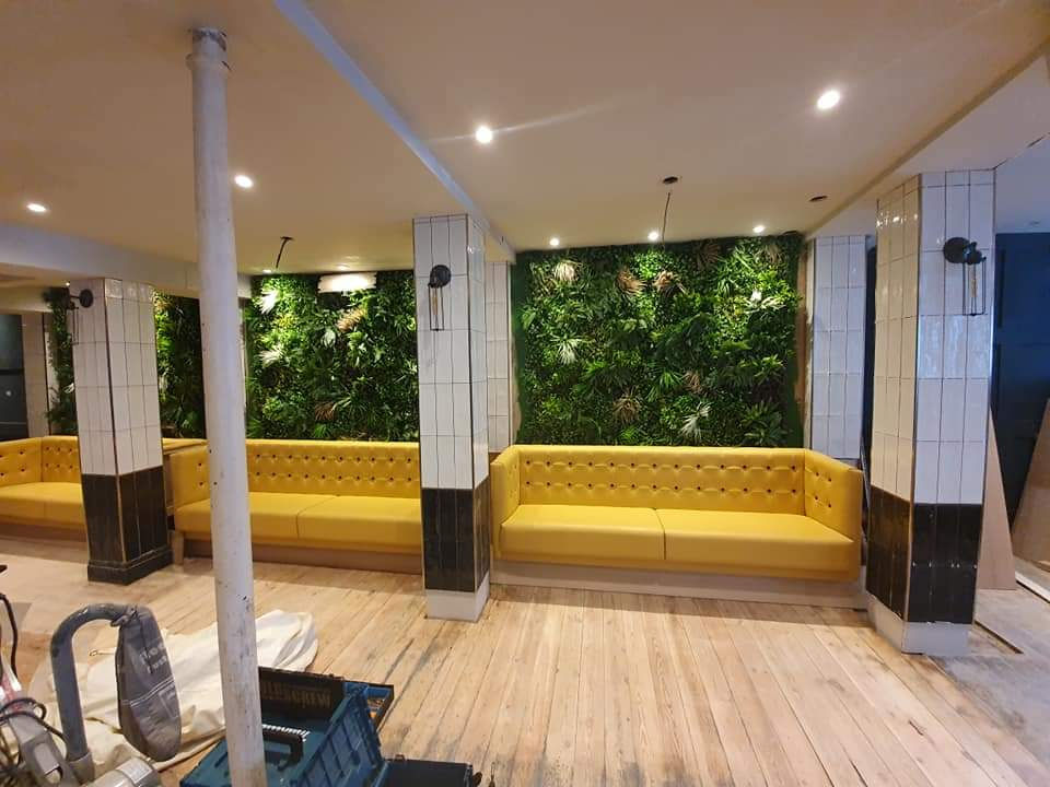Commercial painting and decorating project in Lincolnshire with feature green walls