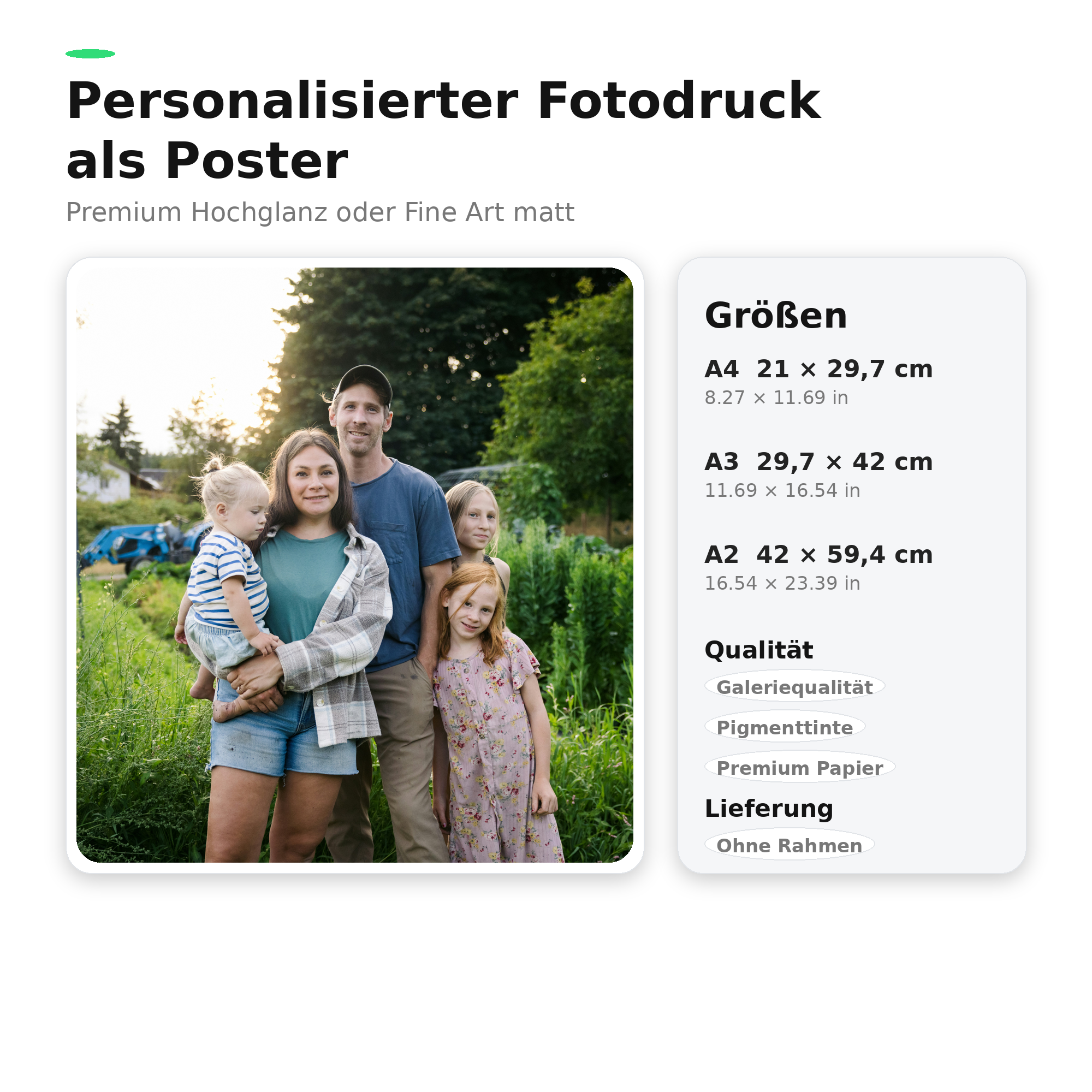 Premium Fotodruck Poster – Fine Art Matt oder Premium Hochglanz, Archivfest.