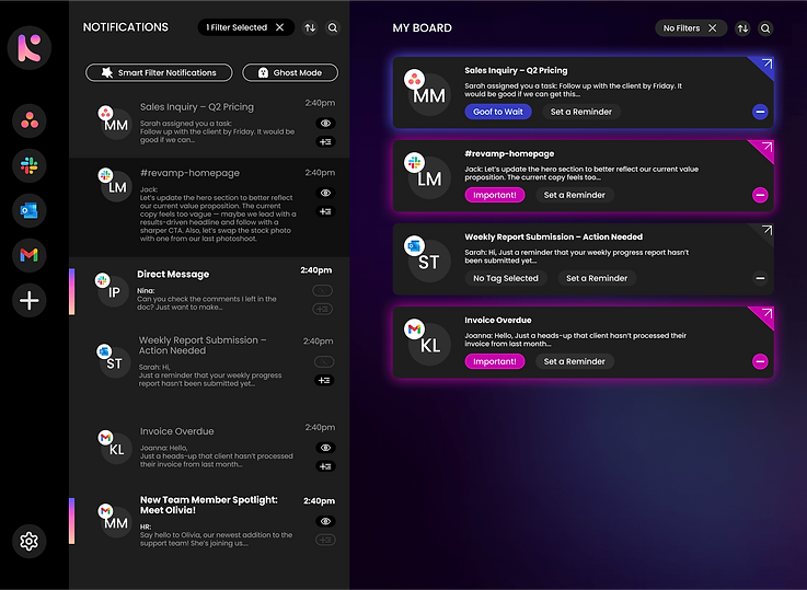 Illustrates the core idea of Notico — collecting and organizing all important notifications in a single place.