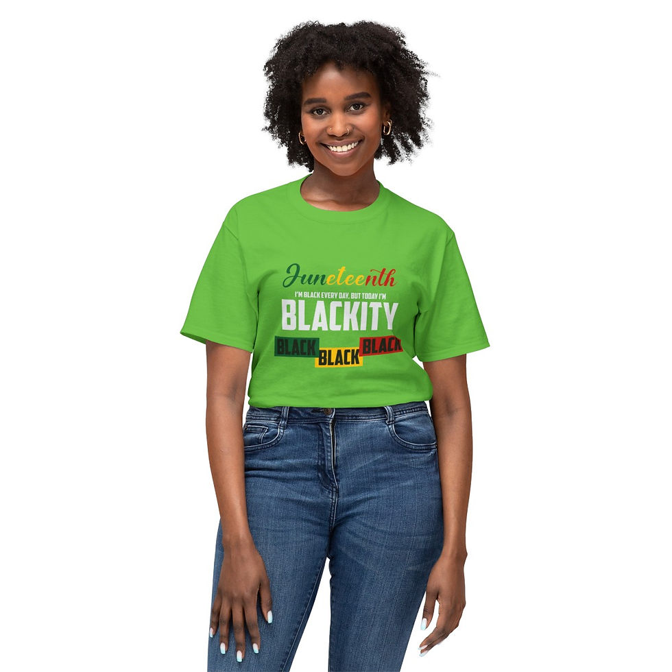 Thumbnail: Juneteenth Blacktivity (white letters)  Unisex HD Cotton™ T-shirt