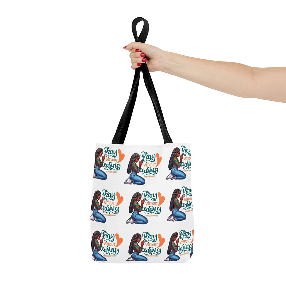Thumbnail: Pray Without Ceasing Tote Bag (AOP)