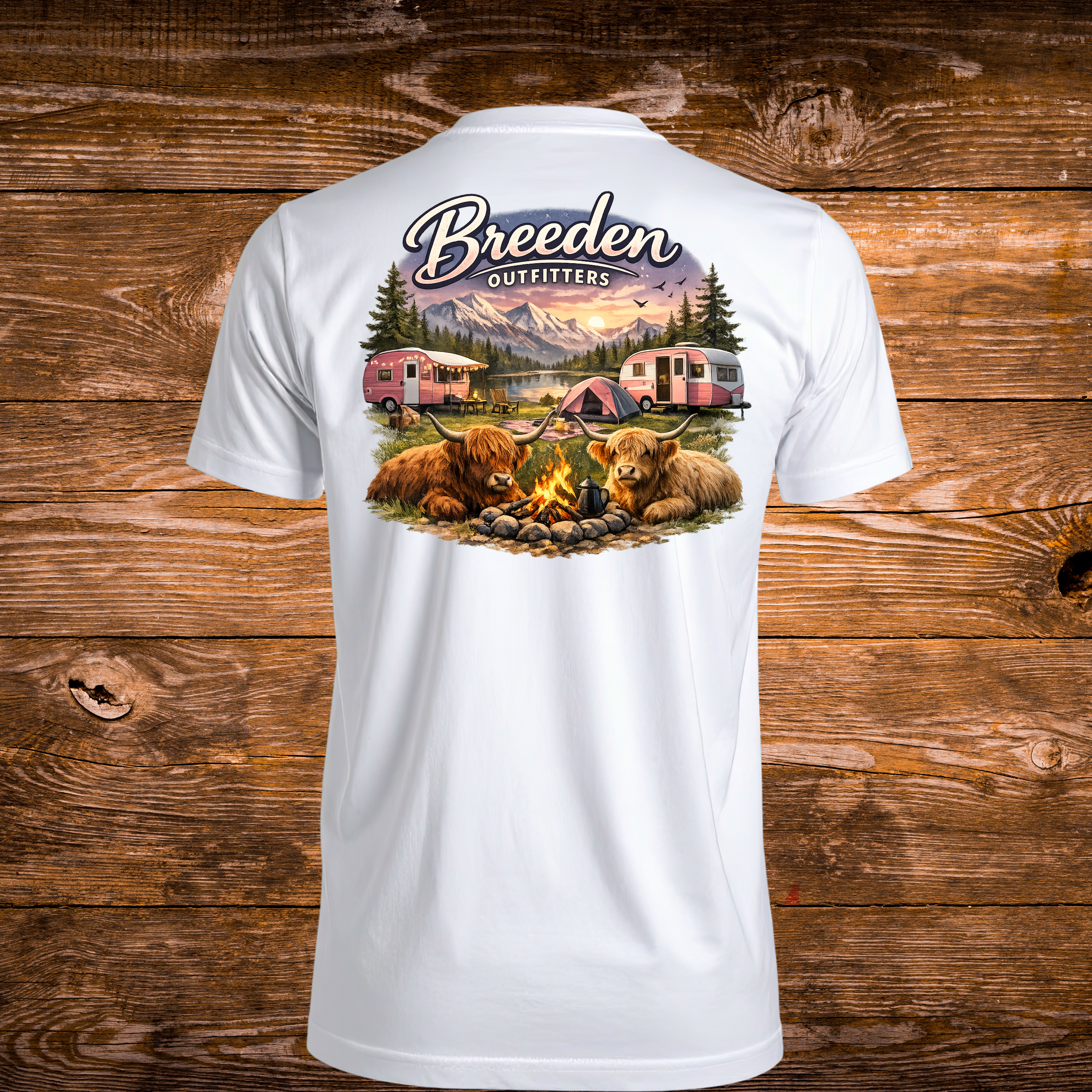 Highland Cow Camping Graphic Tee