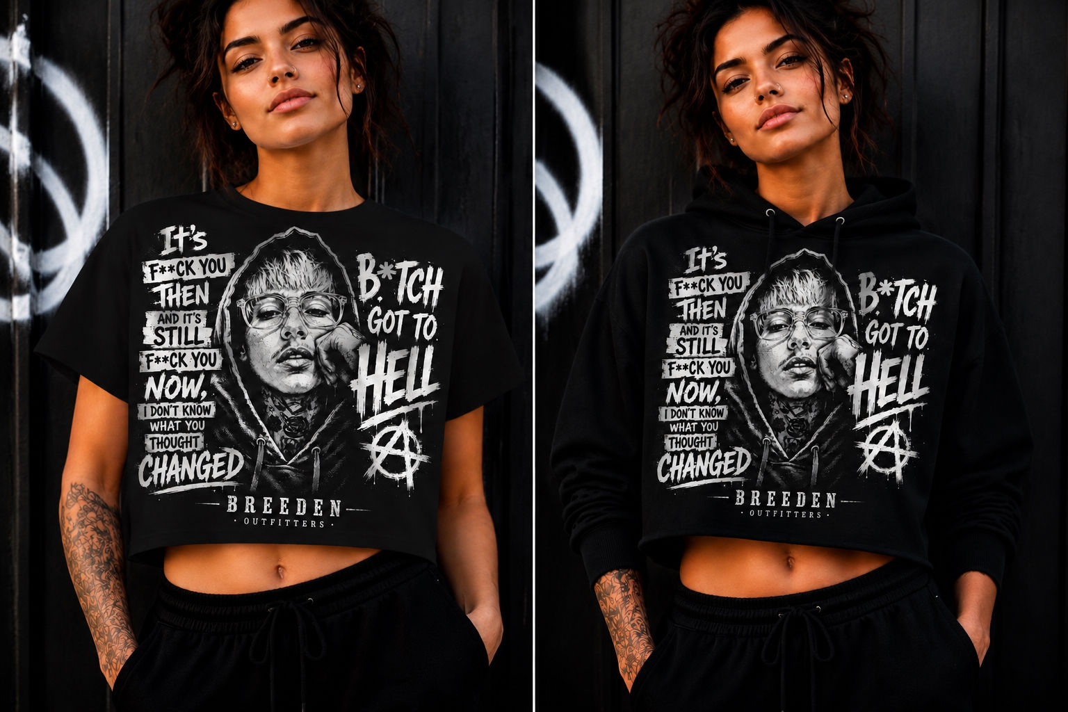 Crop Hoodie Or Tshirt Go to Hell