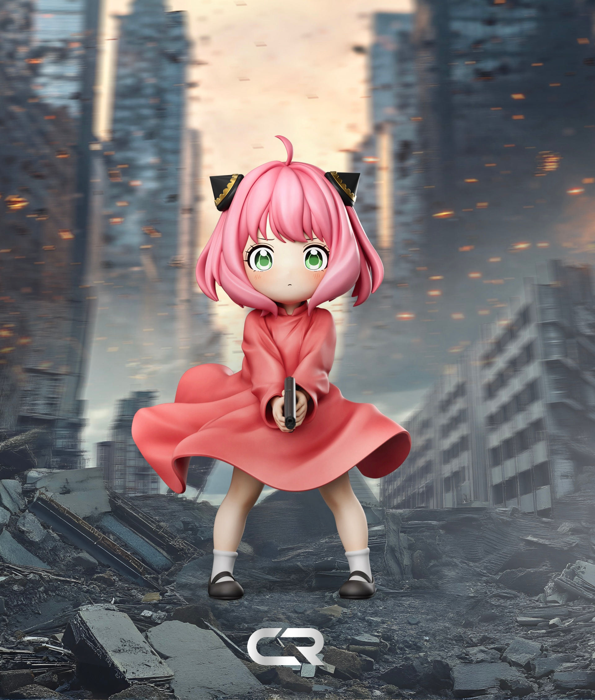 【PRE-ORDER】 CR Studio - Gun-Raising Anya Spy x Family Resin Statue GK Anime