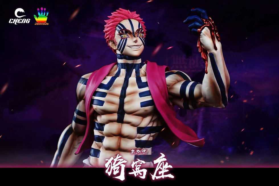 26cm Demon Slayer Akaza Figure Model Toy GK Resin Statue Cosplay Collection