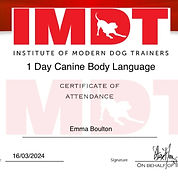IMDT K9 Body Language Certificate.