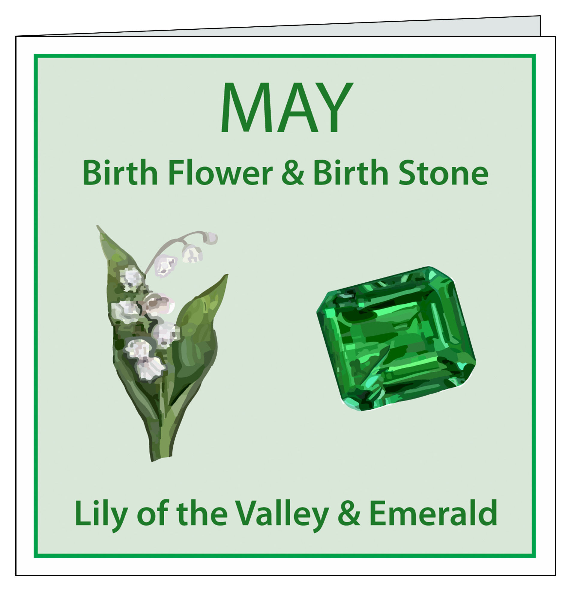 May Birth Flower & Birth Stone Birthday Card